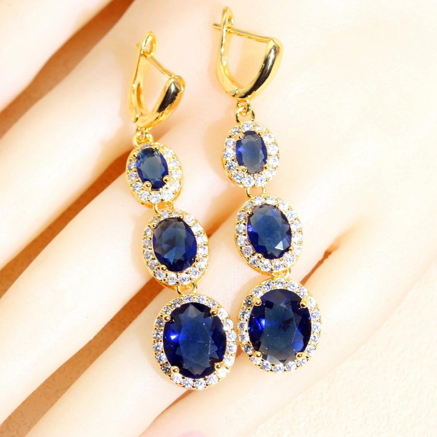 Für Frauen Blaue Zirkonia Brautschmucksets Halskette Anhänger Ohrringe Ring Armband Hochzeitsgeschenk