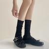 White Calf Socks Stacking Socks Women's Summer Black Thin Women's Medium Tube Tide Socks Breathable Outer Wear Flower Lace Stockings