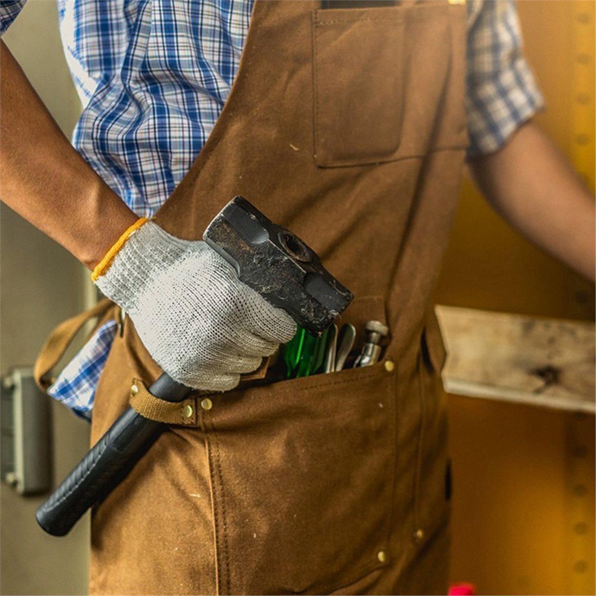 

2026 New Woodworking Aprons. 16 Oz Waxed Canvas Work Apron with Pockets Adjustable Strap.for Men/Women.with Sleeve Cover China Mainland