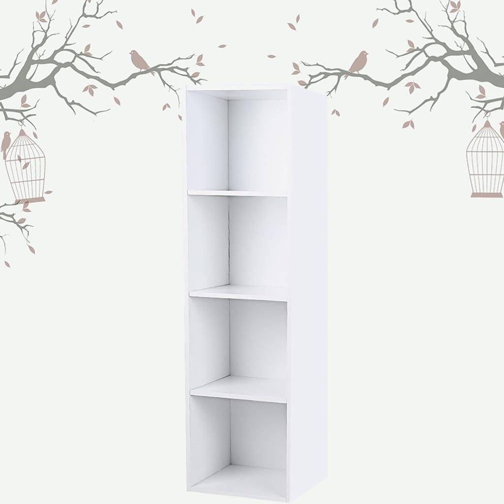 4 Shelf Bookcase Storage Bookshelf Wood Furniture Adjustable Book Shelving