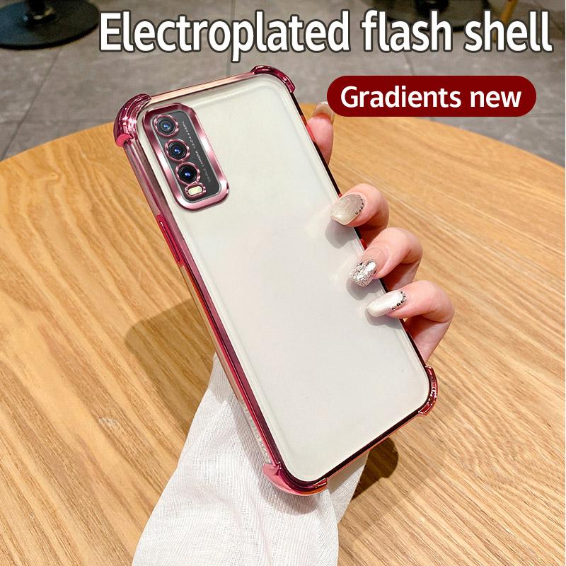 For Vivo Y20 Case Vivo Y30g Y11S Y12S Y20A Y20G Y20i Y20S Phone Case Shiny Glitter Plating Silicone Camera Lens Soft Back Cover
