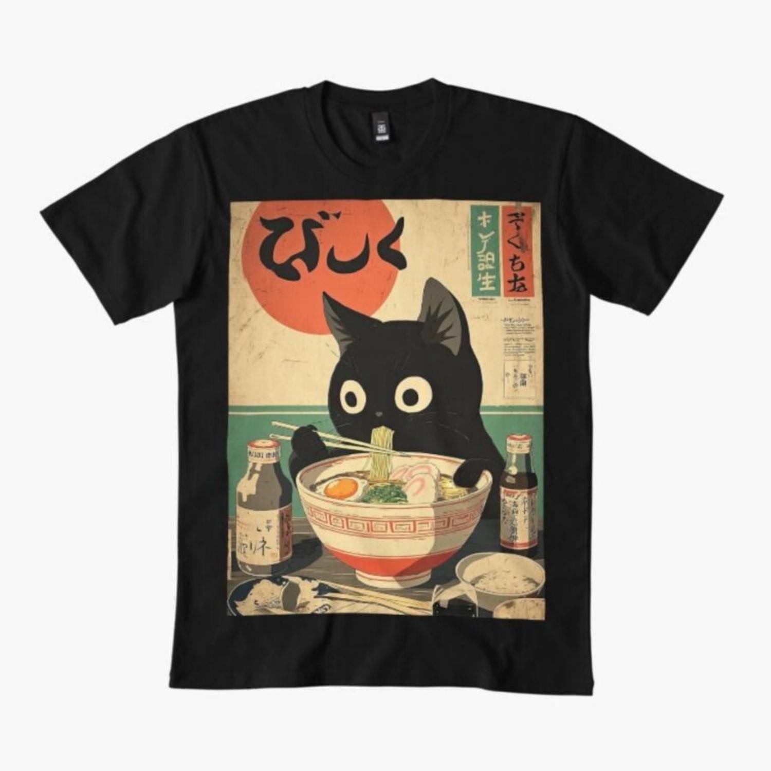 

Poster Kawaii Kuro Neko Ramen Run T-shirt For Men Women 100% Cotton T Shirts Short Sleeve Tops 1112-5 XXXXXL чорний
