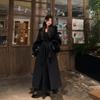 2025 Autumn/Winter Korean Woolen Coat with Fur Sleeves - High-End Petite Long Coat