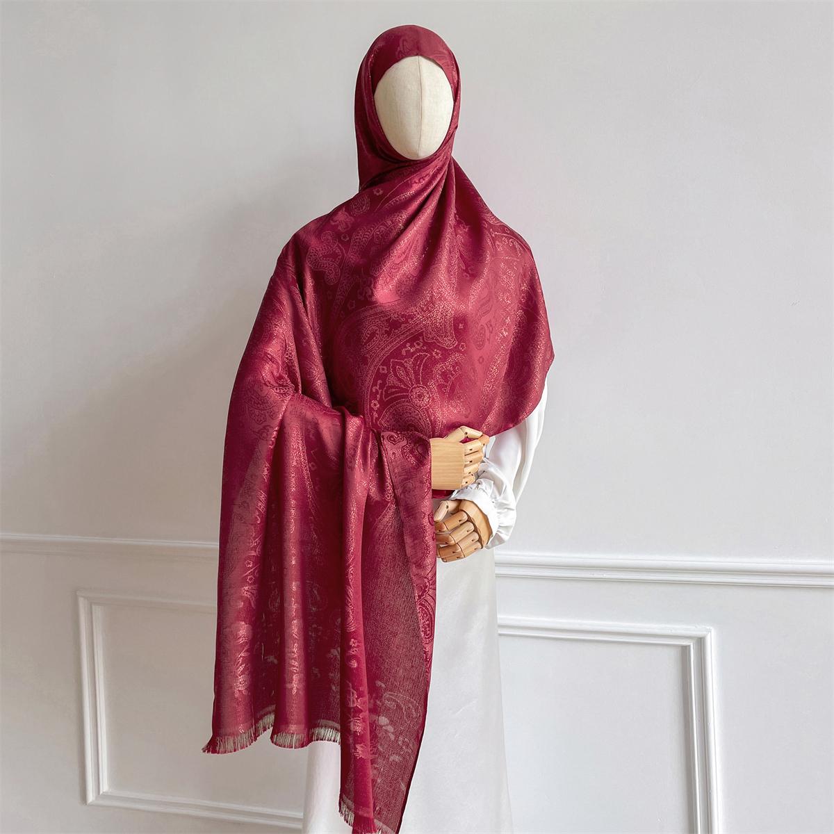 

Luxury Paisley Pattern Women Hijab Gold Thread Jacquard Scarf Muslim Wraps Ramadan Islam Headscarf Shawl Turban Neckerchief