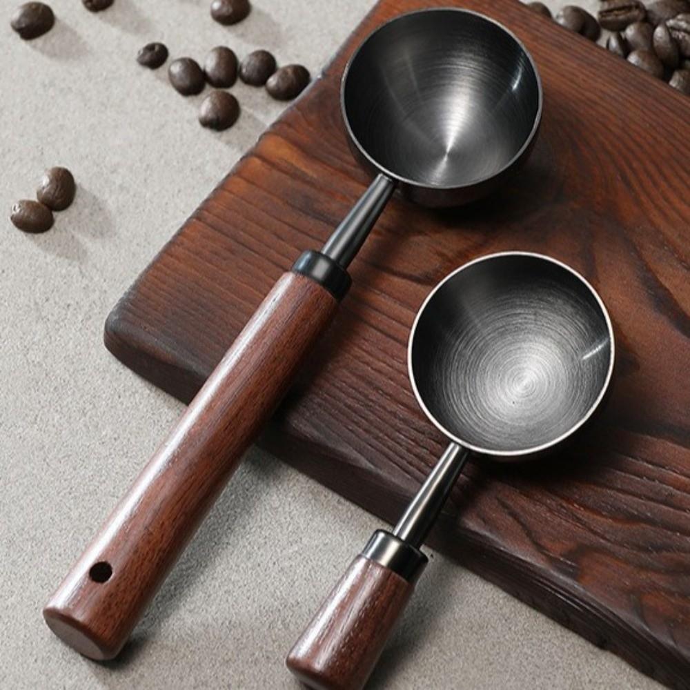 15/30 ml Kaffemåttskedar Trähantag Måttkopp Ny Rundhuvud Måttsked