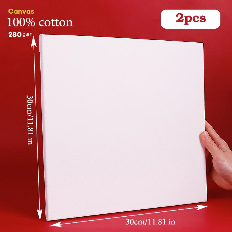 2 Pezzi Tela Bianca Vuota Quadrata per Artisti Telaio in Legno Tavolette di Tela per Artisti in Cotone per Pittura a Olio Acrilico Acquerello
