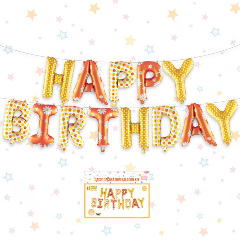 

16Inch Happy Birthday Aluminum Balloons Daisy Celebrate Born Orange Baloon 13 Letter Sunflower Foil Balloon Set Party Decoration Other