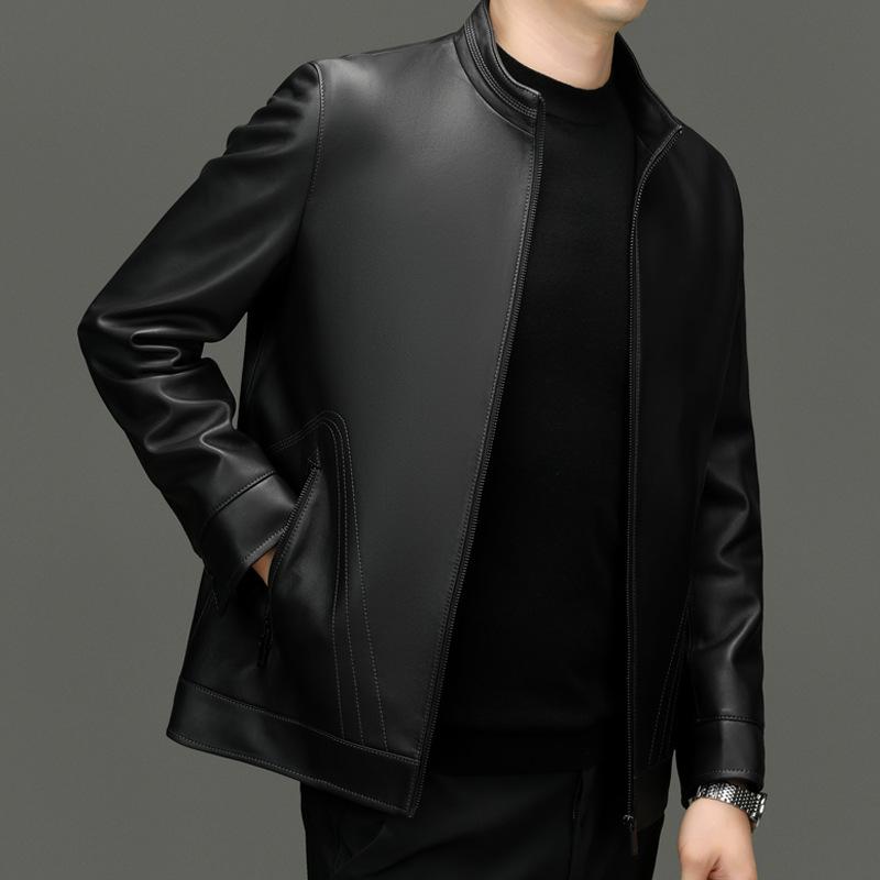 

Осень и зима новая мужская кожаная куртка с отворотом мотоциклетная куртка из овчины натуральная кожаная куртка для мужчин 195