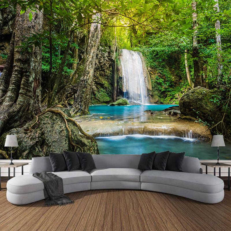 Forest Waterfall River Stream Sunshine Wall Tapestry Art Decoration Home Bedroom Living Room Decoration