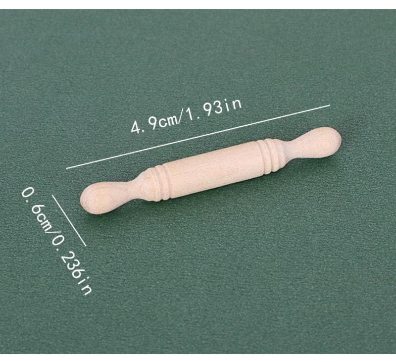 

6pcs Miniature Wooden Rolling Pin Friendly Baking Props for Dollhouses Photography and Parties Mini Baking Accessories