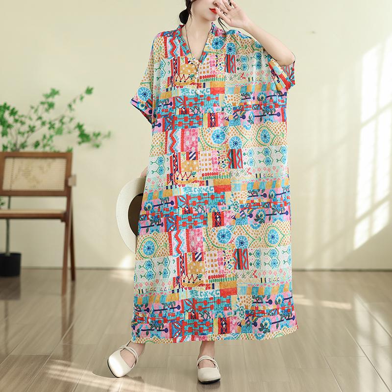 DIMANAF New 2026 Women Plus Size Summer Casual Maxi Long Dress Cotton Loose Oversize Floral Print Beach Sundress