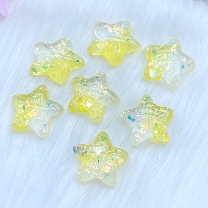 10Pcs/Lot New 22*23mm Resin Mixed Mini Shining Stars Flat Back Scrapbooking Hair Bow Center Embellishments DIY Accessories W59