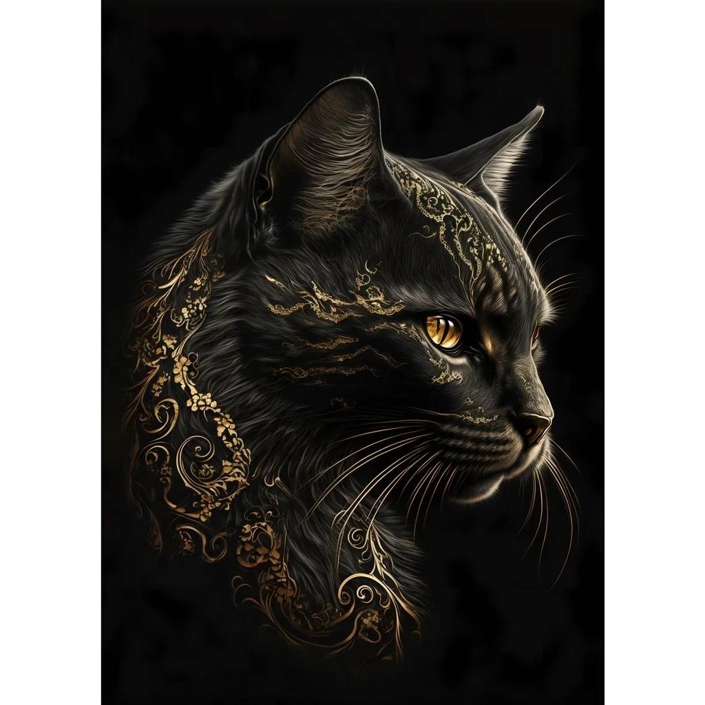 Black And Gold Animals Poster Animal Eagle Lion Carp Wolf Photo Canvas Print Poster Wall Art Decoration Painting Home Decoration