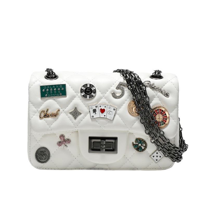 Hong Kong ITGDLEDY Genuine Leather Luxury Brand Medallion Chain Small Bag New Single Shoulder Crossbody Bag for Women