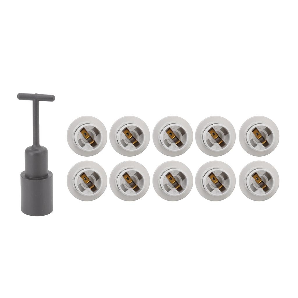 10PCS E14 Lamp Holder ABS with Sleeve High Temperature Resistant Light Socket Base for Home White