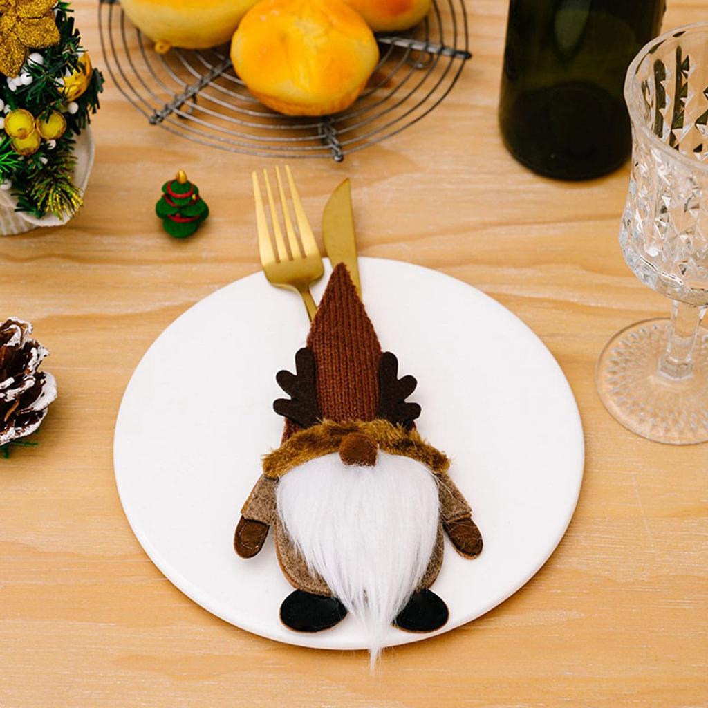 1pc Christmas Cutlery Rack Set, Perfect For Thanksgiving, Christmas Gatherings, Christmas Decorations, Cutlery Set Faceless Doll