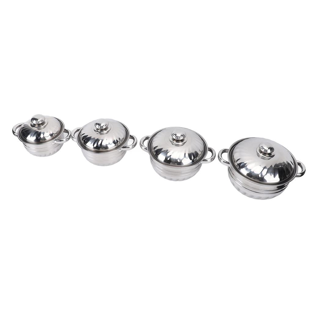 4pcs Stainless Steel Pots Set Stockpot with Lids Dual Handles Sauce Soup Pot for Kitchen Cooking