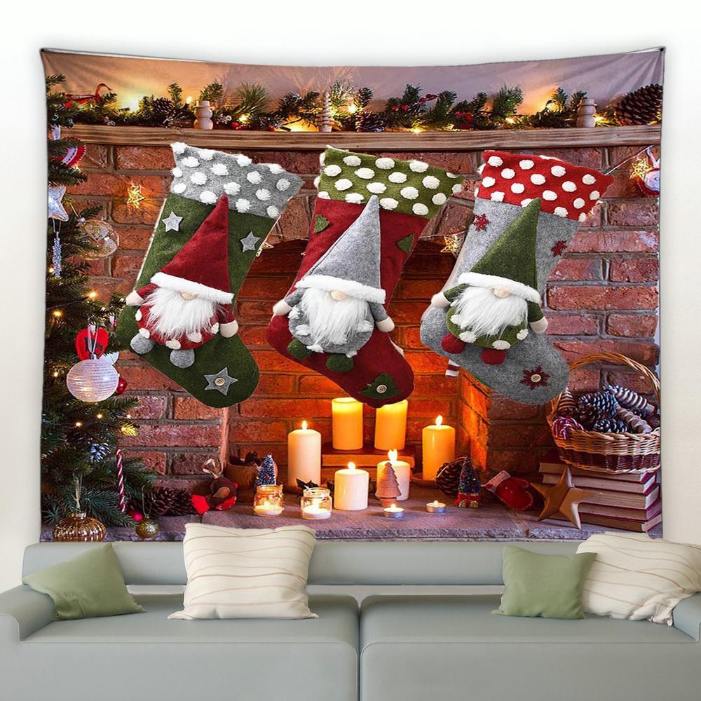 Home Decoration Christmas Pansy Claus Santa Santa Santa Shipper Printing Poly Petrapeculium Landscape Background Tapiz