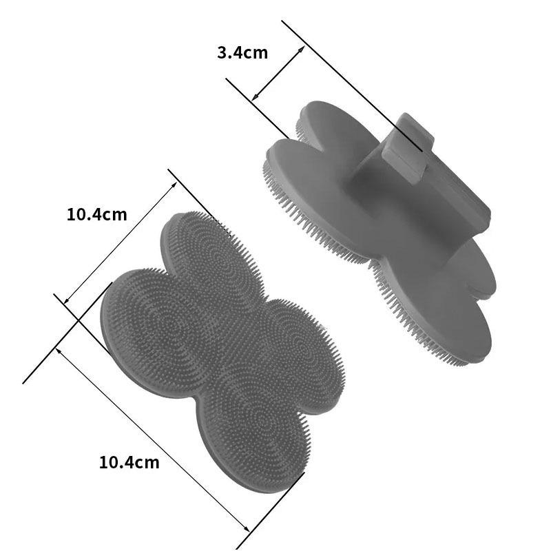 Silicone Double-Sided Bath Massage Brush with Long Handle