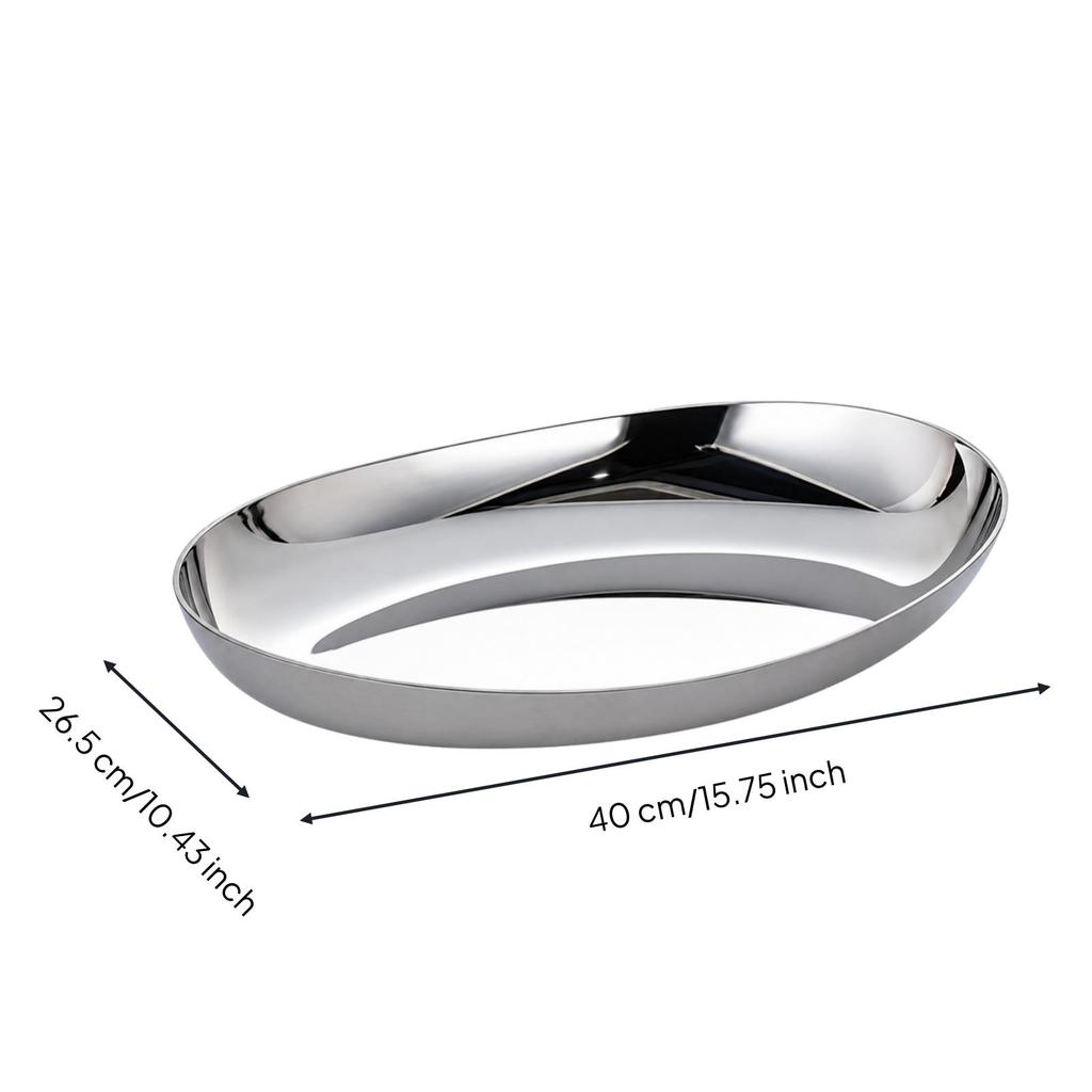 Three-Layer Steel Oval Dish Long-Lasting Polished Stainless Platter