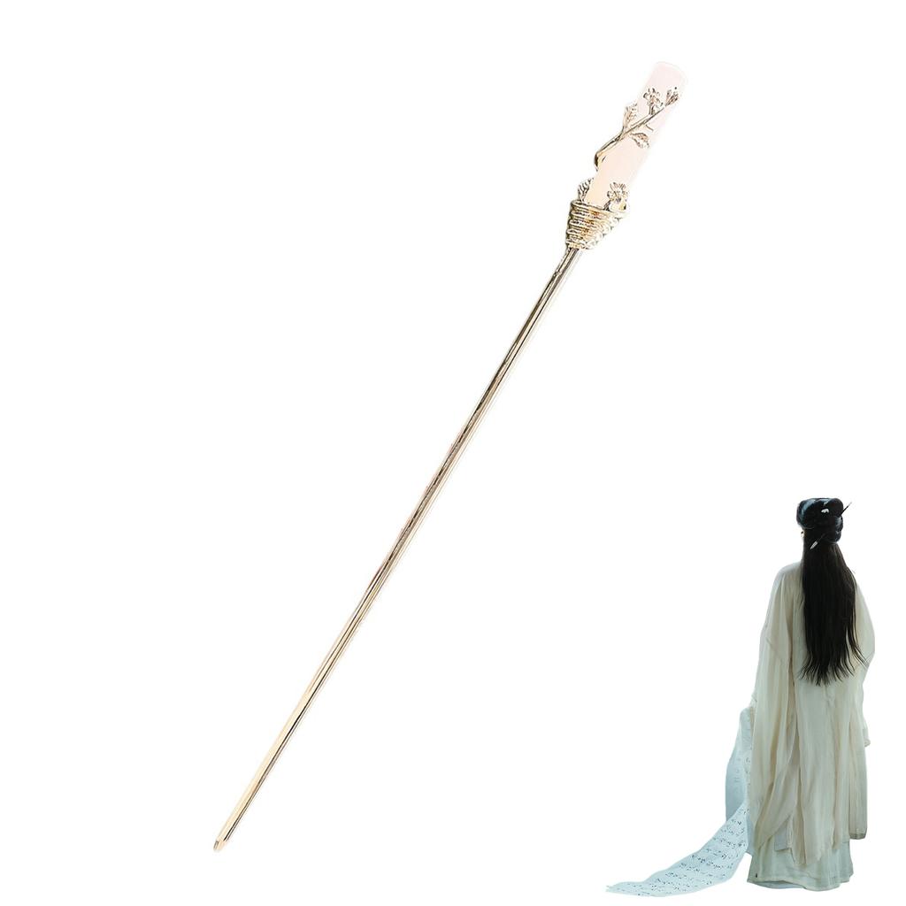 Chinese Style Vintage Hairpin Elegant Flower Vine Jade Stone Hair Stick Hanfu Cheongsam Evening Dress Hair Decor Accessories