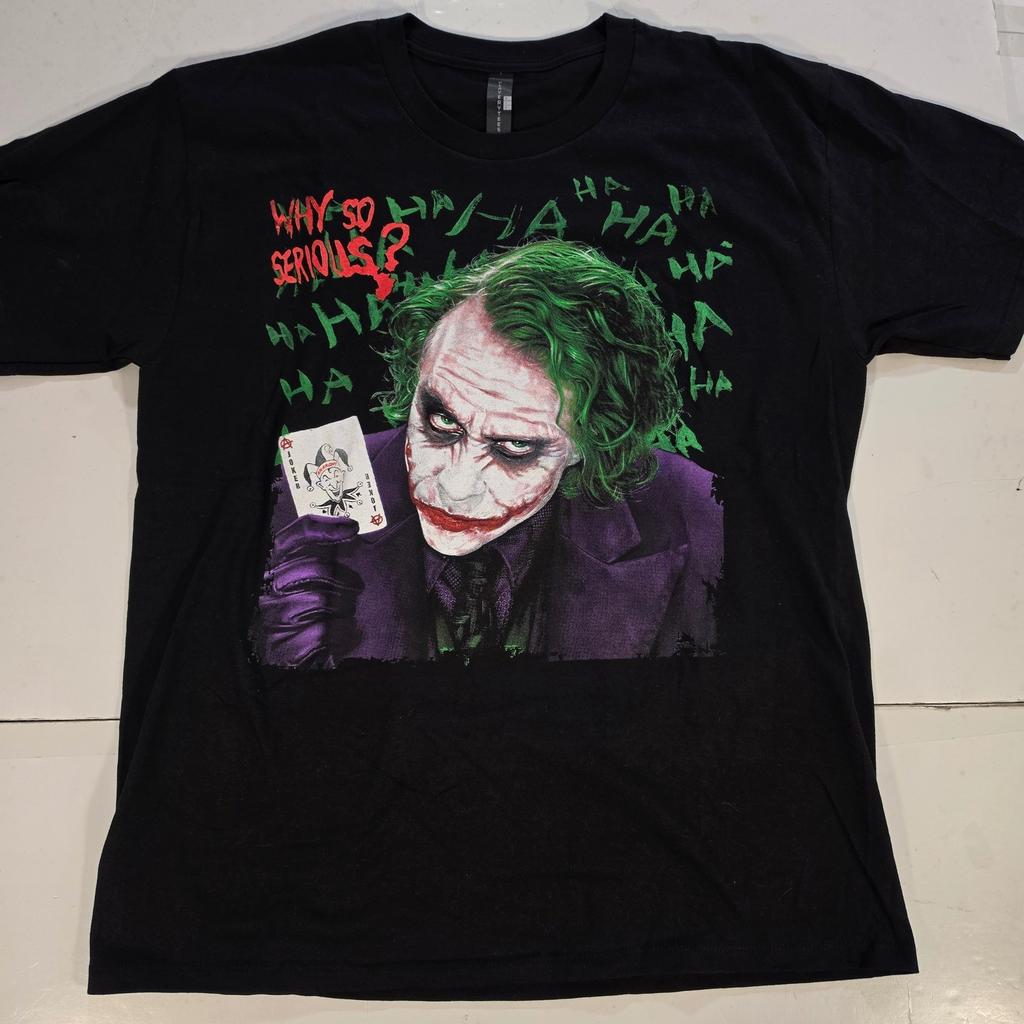 Player Tees Joker Why So Serious Dark Knight Graphic T-Shirt Black Mens Large Unisex T-Shirt