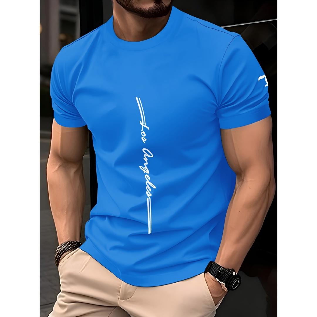 Sommer Herren Minimalistisches T-Shirt Lässig Locker Größe Grafik Linienprint Rundhalsausschnitt Kurzarm Bequemes T-Shirt Tops Streetwear 5XL blue
