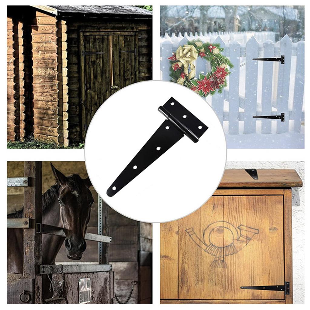 4pcs Heavy Duty T Strap Hinges Wrought Metal Hardware Rustproof Shed Door Hinges Rustproof T Hinges set for Wood Gates