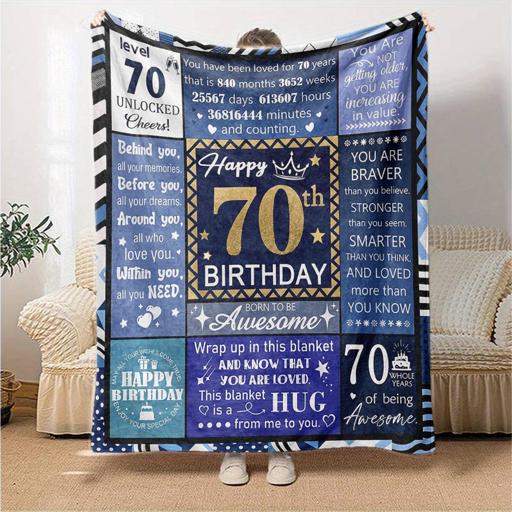 Happy 70Th Birthday Card Throw Blanket Soft Warm Cozy Versatile for Sofa Couch Office Bed Picnics Ideal Best Holiday Gift for Friends, Family Y18