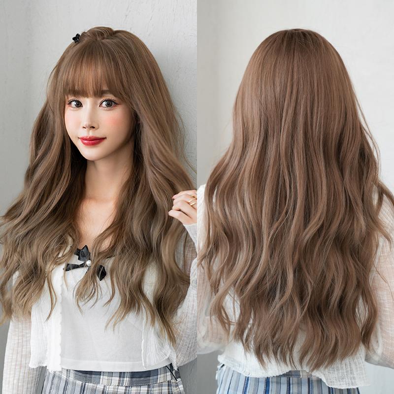 Professional  WIGS Long Body Wavy Sakura Pink Wig for Sweet Girl High Density Synthetic Loose Curly Hair Wig with Bangs Beginner Friendly