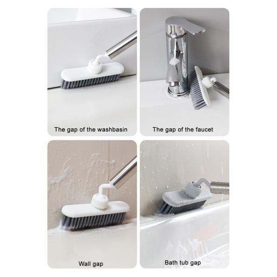 Crevice Brush with Extended Handle Universal Rotation Design V-Shaped Dense Bristles Stubborn Stain Remover Brush