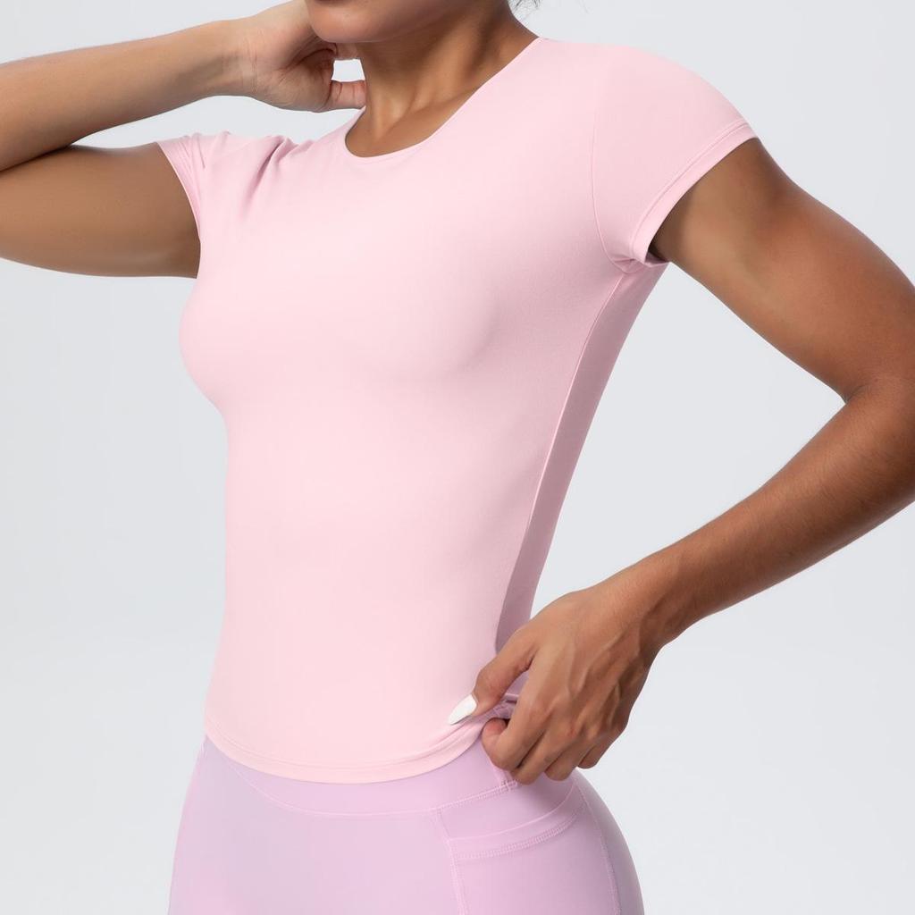 Maglietta da Running da Donna ad Asciugatura Rapida Controllo Pancia - Manica Corta, Sensazione di Nuvola, Top Casual Yoga Fitness.