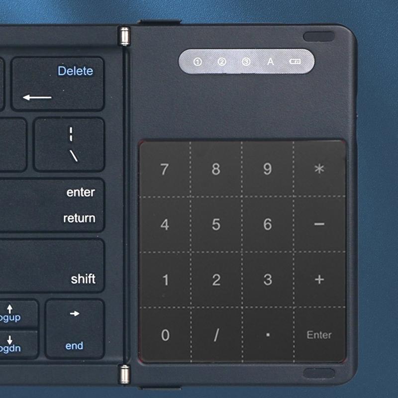 B077T Foldable Wireless Keyboard Small Folding Keypad with Touchpad Rechargeable Wireless Keyboards for Multiple Devices