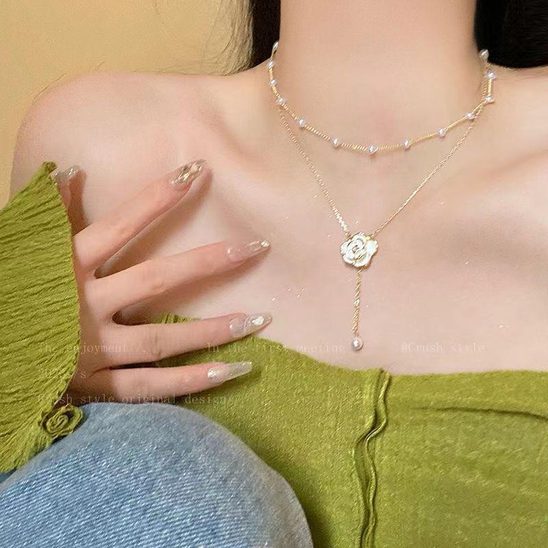 Gypsy Star Pearl Tassel Necklace Women's with Skirt Light Luxury Niche Design Clavicle Chain Accessories Design