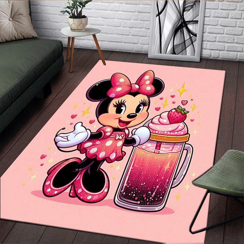 1pc Minnie Pattern Area Rug Soft Flannel Floor Mat for Living Room,Office,Bedroom and Carpet,Sofa Coffee Table Floor Mat