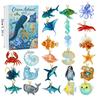 Ocean Advent 2025 24pcs 2D Flat Acrylic Ocean Animal Pendant Christmas Ocean Undersea Wonders Advent Calendar Surprise Blind Box