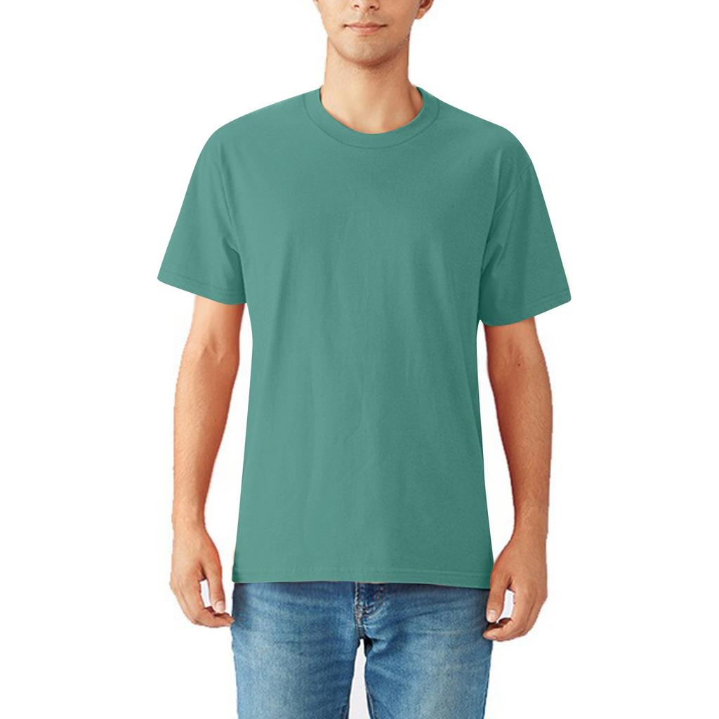 Lockeres einfarbiges Rundhals-T-Shirt gekämmte Baumwolle Herren Kurzarm