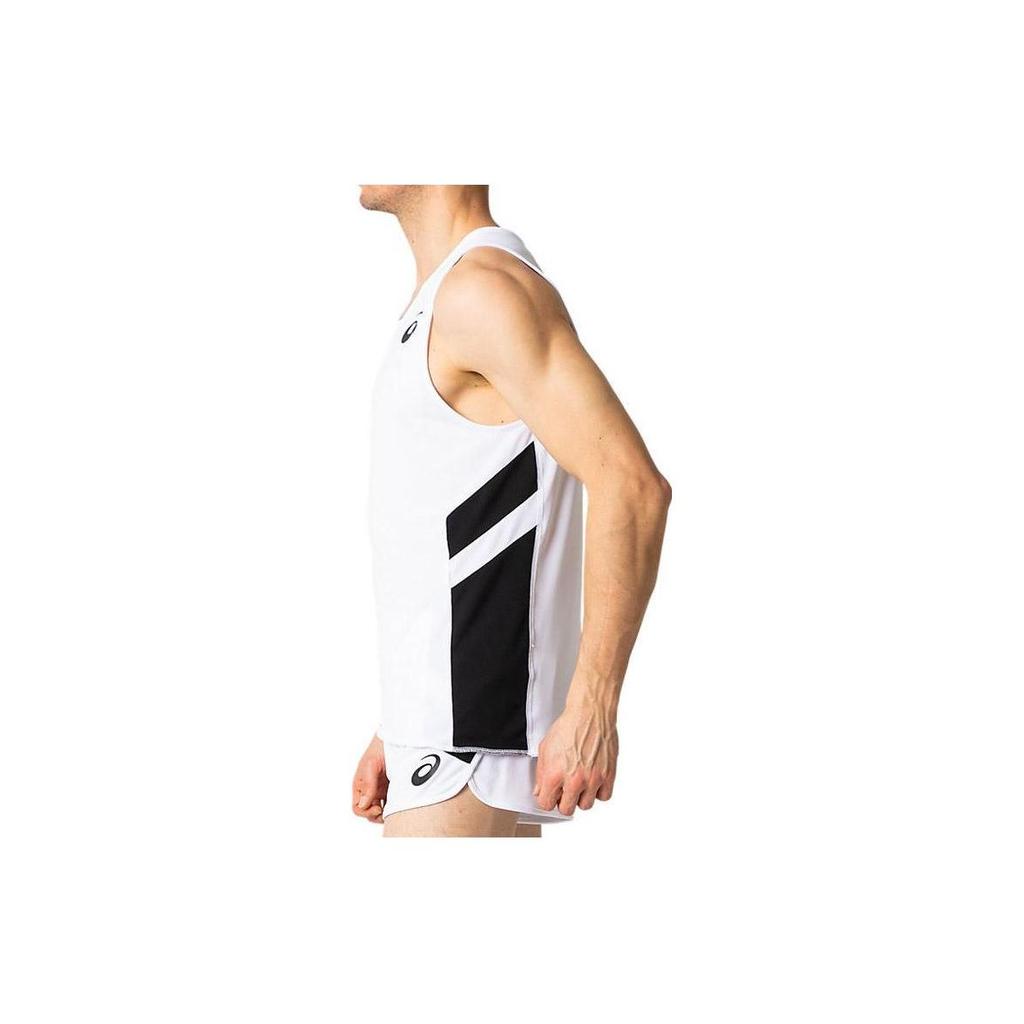 Asics Logo Stampa Dettaglio a Righe Pullover Canotta da Corsa Uomo canottiere Bianco 2091A124-100