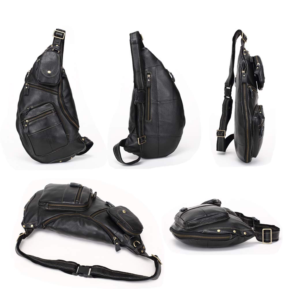 Meigardass Genuine Leather Crossbody Bag for Large Expandable Cowhide iPad and Folding Umbrella Storage Men, Capacity, Gusset, One-Shoulder Bag,