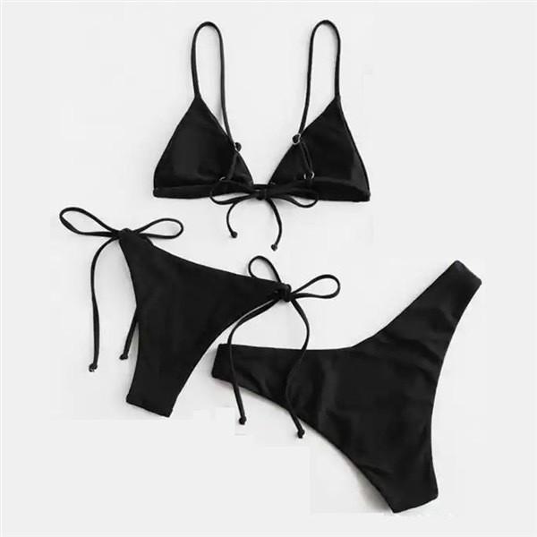 New Bikini Threepiece Swimsuit Women's Split Swimsuit Solid Color Sexy Suspender