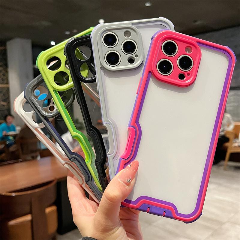 Luxury Simple Color Collision Acrylic Phone Case For iPhone 16 15 14 Plus 13 12 Pro Max 11 Hard Shockproof Proteciton Back Cover