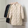 Womens Lightweight Down Jacket Mid-Length V-Neck Solid White Duck Warm Casual Quilted Coat