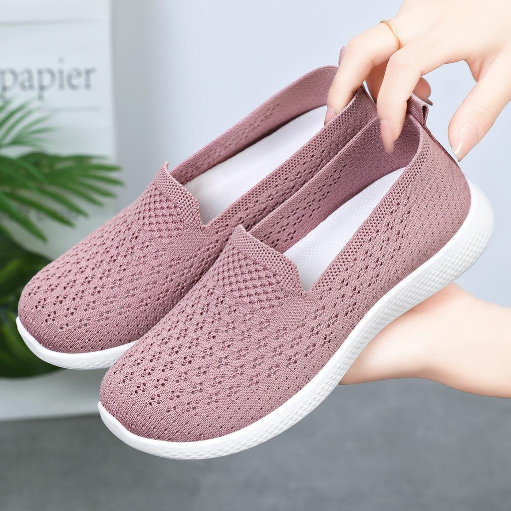 Shoes women's casual new soft-soled lightweight medium casual fly-woven breathable casual shoes women's shoes