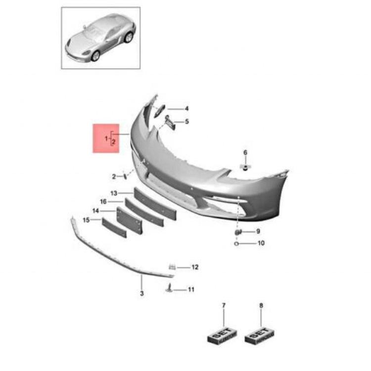 982898041G2X: Front Bumper for 2017-2020 Cayman Boxster