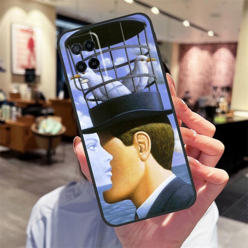 Rene Magritte Case For Oppo A78 A98 A79 A18 A38 A58 A40 A60 A80 A16 A76 A96 A15 A74 A94 A54 A17 A77 Cover