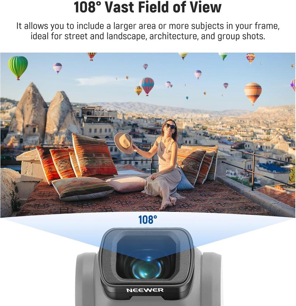 EEWER Filter Set with 0.75x Wide Angle Lens 108° FOV, Variable ND 2-32 CPL 1/4 Black Diffusion Filter For  Osmo Pocket 3 / 4