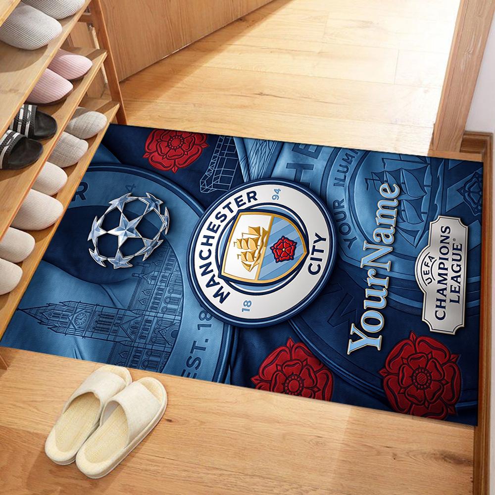 Manchester City 19 Personalized Text Area Rug Suitable for Balcony Dormitory Entryway Outdoor Antislip Carpet Decorate Offices Best for Christmas