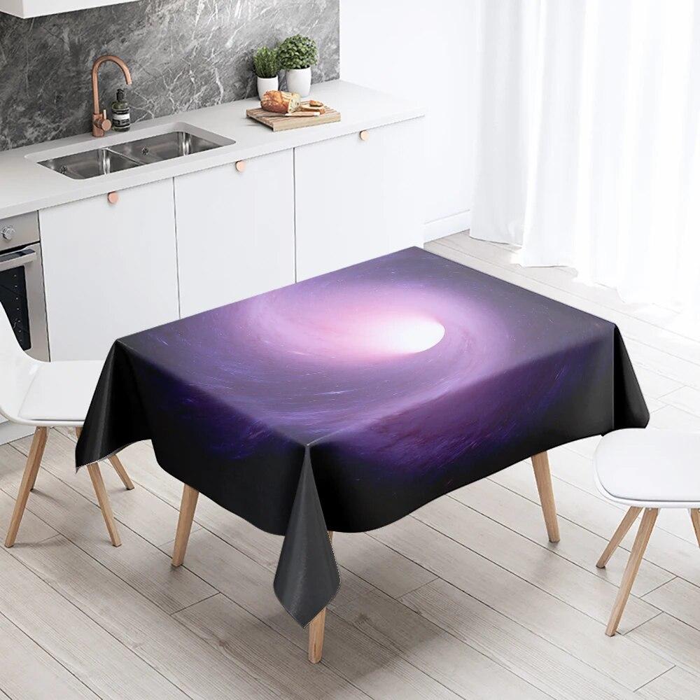 Starry Universe Tablecloth Planet Track  Anti-fouling Waterproof Rectangular Kitchen Table Home Decoration