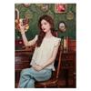 Summer New Korean Style Pleated Round Collar Polka Dot Flutter Sleeve Shirt Women's Loose Sleeveless Doll Vest Top