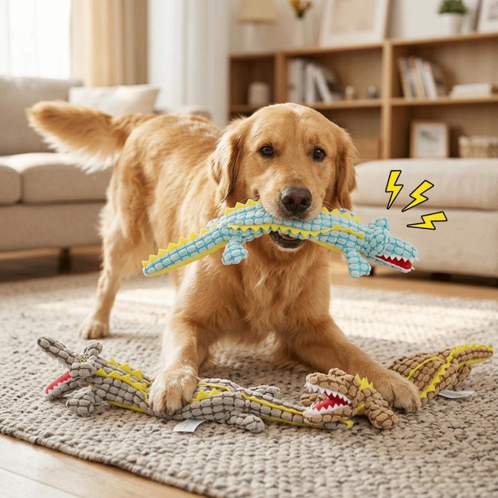 Corn Fleece Surface Alligator Dog Toy Alligator Shaped Puppy Chew Toy  Daily Teething Play